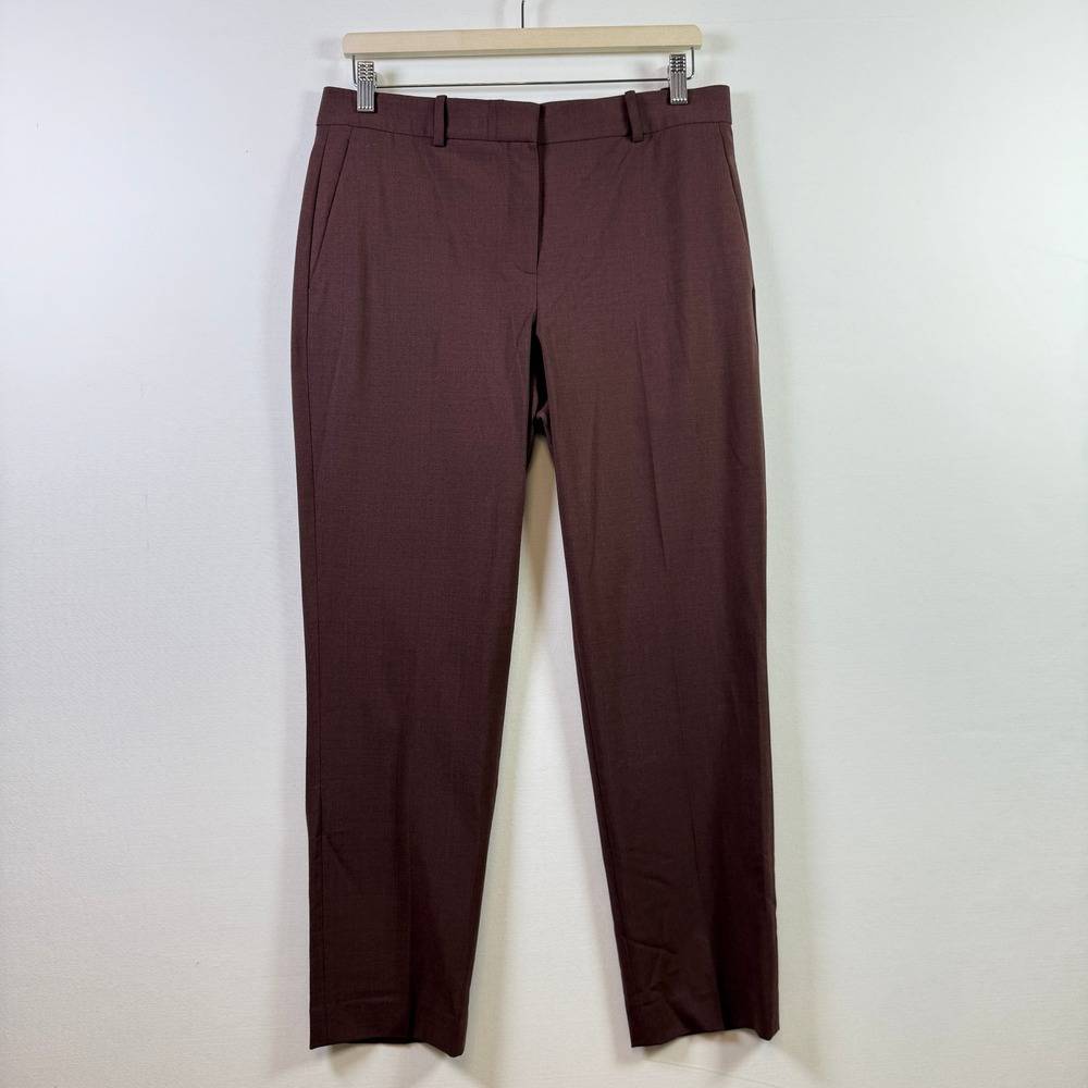 THEORY Brown Testra O Sevona Wool Blend‎ Dress Pants 8